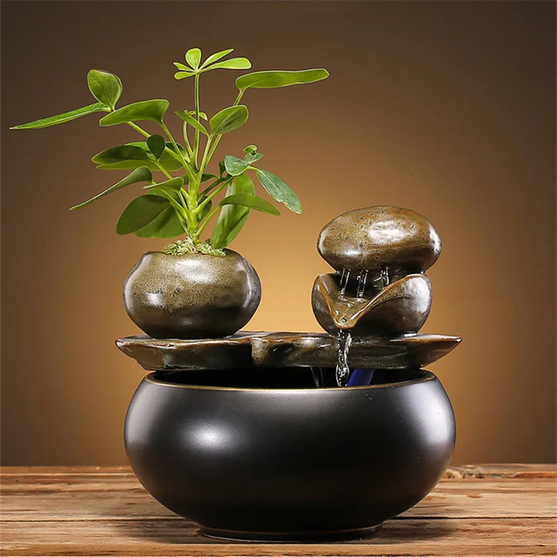 Decorative Cat Water Fountain Battery Operated Ceramic Cat Water