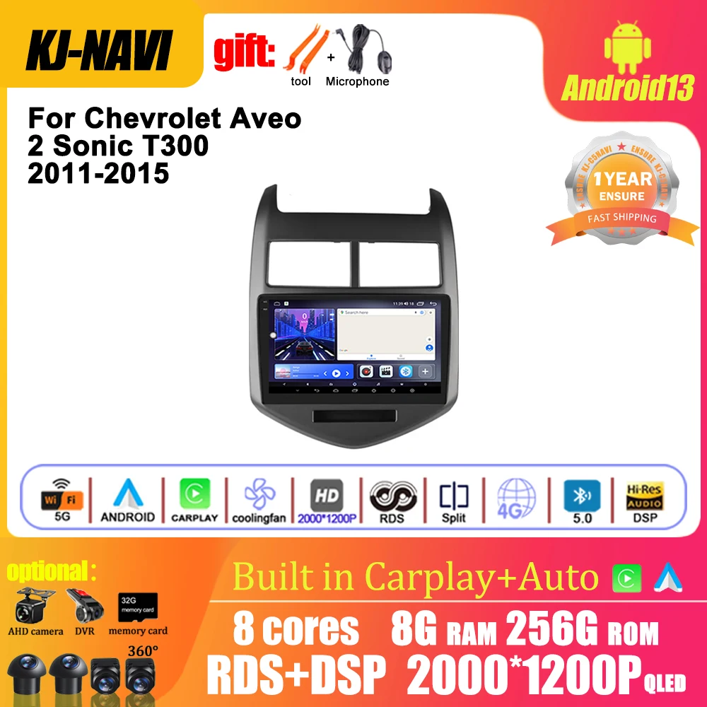 

Автомагнитола на Android 13 для Chevrolet Aveo 2 Sonic T300 2011-2015, мультимедийный видеоплеер с навигацией, GPS, 4G, Авторадио для Carplay