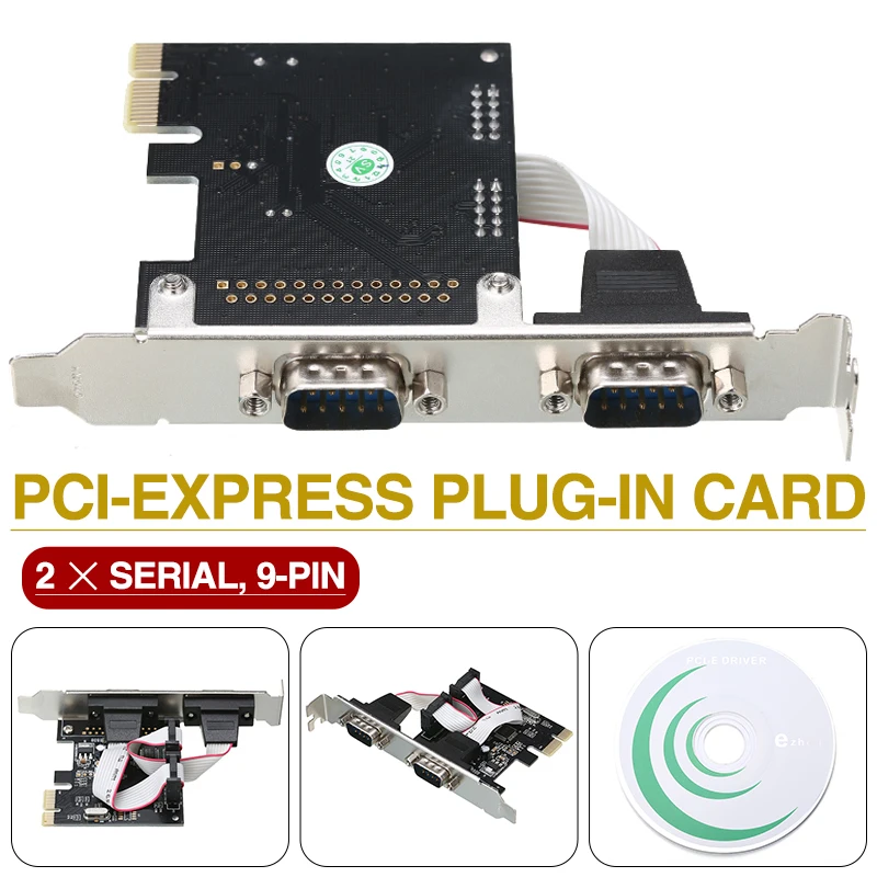 

9 Pin PCI-E to Dual Serial Port Expansion Card High Quality RS232 PCI-Express Plug-in Cards For Windows XP/Vista/7/8.1/10