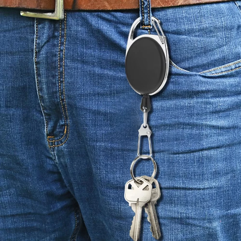 Elastic Key Chain Fly Fishing Retractor Tools Extractor Keeper Retractable Key Chain Zinc Alloy Rings