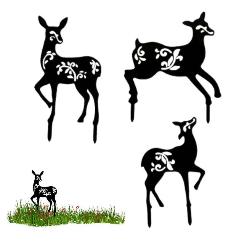 

Decorative Deer Stakes Set Of 3 Christmas Metal Stakes Silhouettes Decor Outdoor Statues For Garden Lawn Farm Park Courtyard