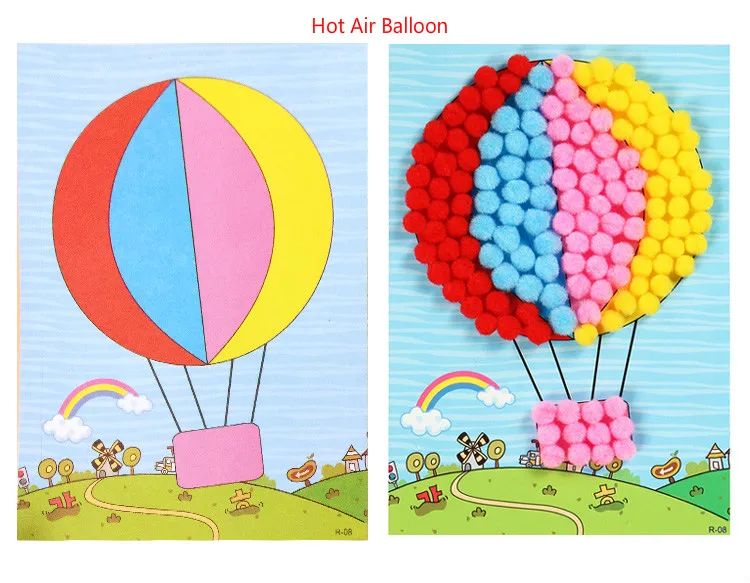 Clearance!!!1pc Random Baby Kids Plush Ball Creative DIY Painting Stickers Children Cartoon Educational Handmade Drawing Toys