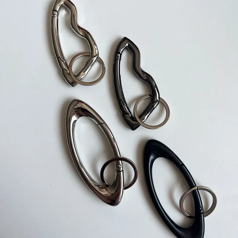 Women Men Essential Icon Carabiner Blackout Keychain Simplicity Female Oval Solid Belt Buckle Couple Sliver Key Ring Unisex