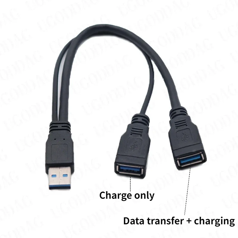 Usb 3.0 Fêmea para Dupla Usb Macho com Dados de Energia Extra y Cabo de Extensão Usb um Fêmea Dois Macho Cabo de Carregamento de Dados 30cm - Imagem 2
