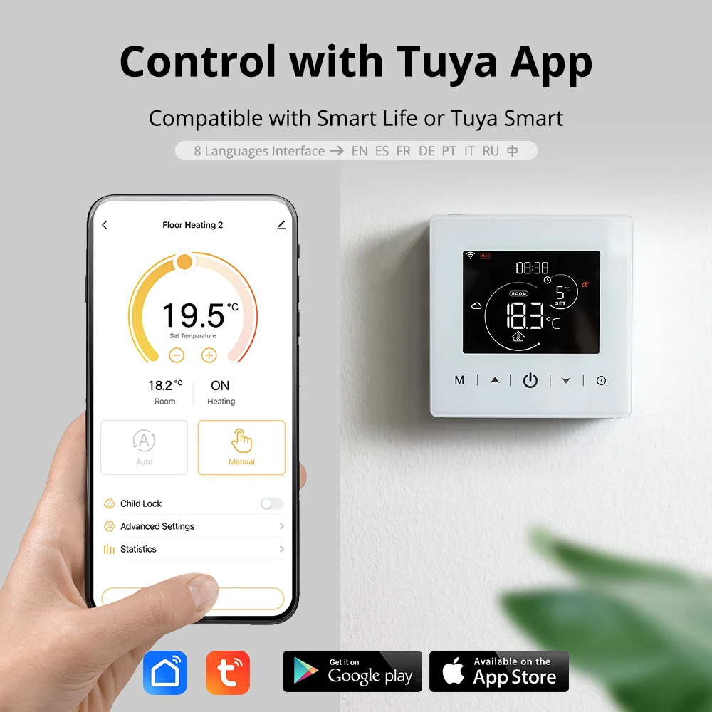 Tuya WiFi Heating Thermostat Smart Home Battery Powered Temperature Controller For Gas Boiler Work With Alice Alexa Google Home