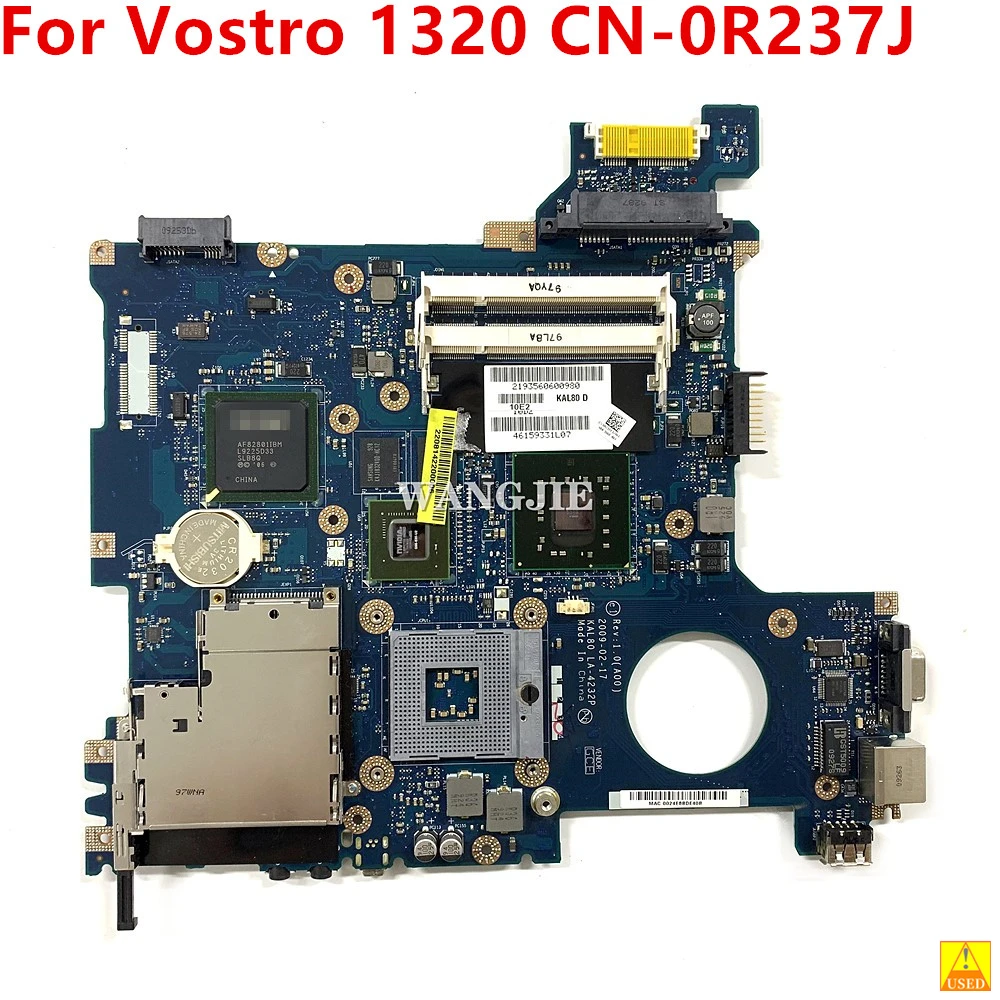 

Refurbished Laptop Motherboard For DELL Vostro 1320 V1320 Mainboard KAL80 LA-4232P CN-0R237J 0R237J G98-630-U2 PM45