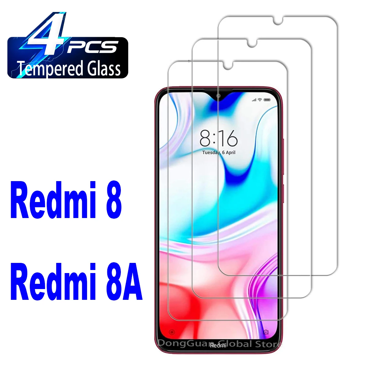 

4Pcs Tempered Glass For Xiaomi Redmi 8 8A 7 9 10 Redmi 9A 9C 10X 10C 12C Screen Protector Glass Film