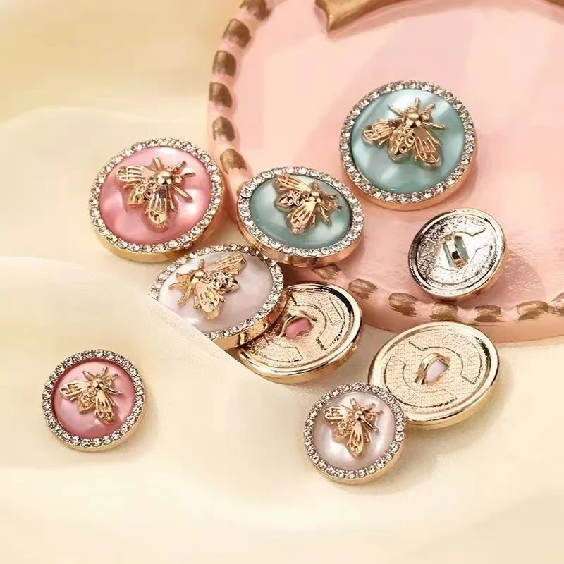6 Pieces Fashion Diamond Metal Bee Buttons Women's Coat Sweater Dress Shirt  Decorative Button Exquisite Handmade Sewing Buttons - AliExpress 15