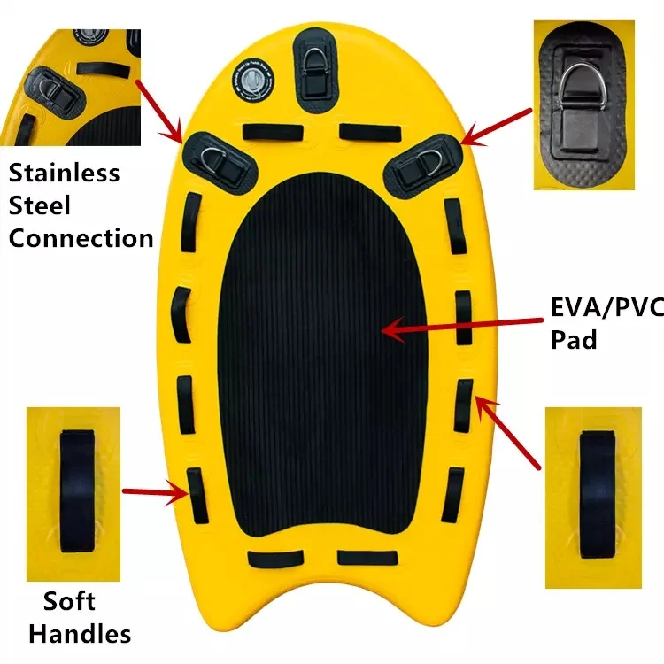 Stock Inflatable Rescue Sled Yellow Drop Stitch Fabric Small Lifeguard Rescue Board Sled for Jet Ski