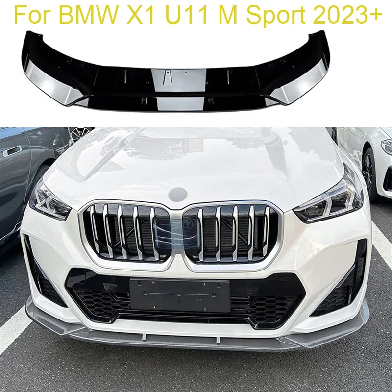 

Front Bumper Lower Lip Splitter Spoiler Diffuser Body Kits ABS Protector For BMW X1 U11 M Sport 2023+ Gloss Black/Carbon Look