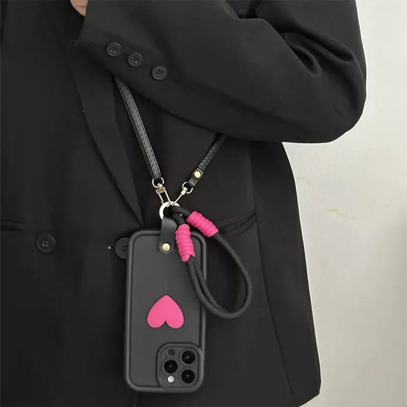 Enhanced Lanyard Wrist Strap Case with 3D Love Heart Design - Honor 400 Lite Crossbody Coque