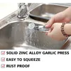 1 Pack Stainless Steel Garlic Crusher Ginger Crusher Peeler Squeezer Heavy Duty Zinc Alloy Garlic Crusher Kitchen Tools 6