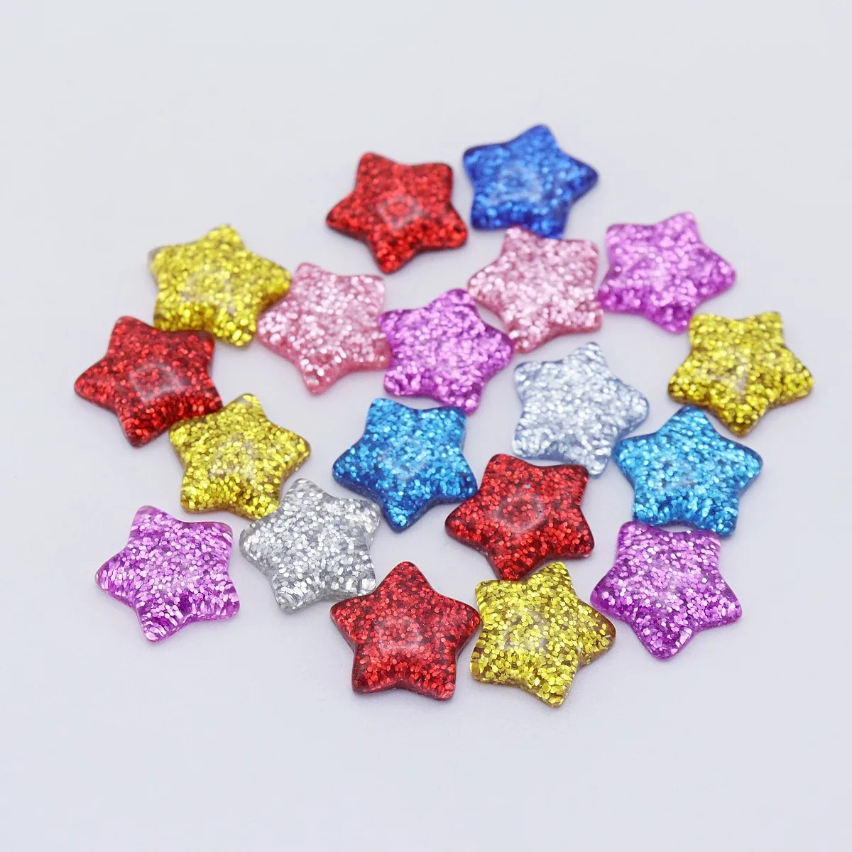 20pcs 16mm Resin Glitter Sparkle Star Flatbacks Cabochons Embellishments For Cardmaking DIY Wedding Christmas Craft Scrapbooking