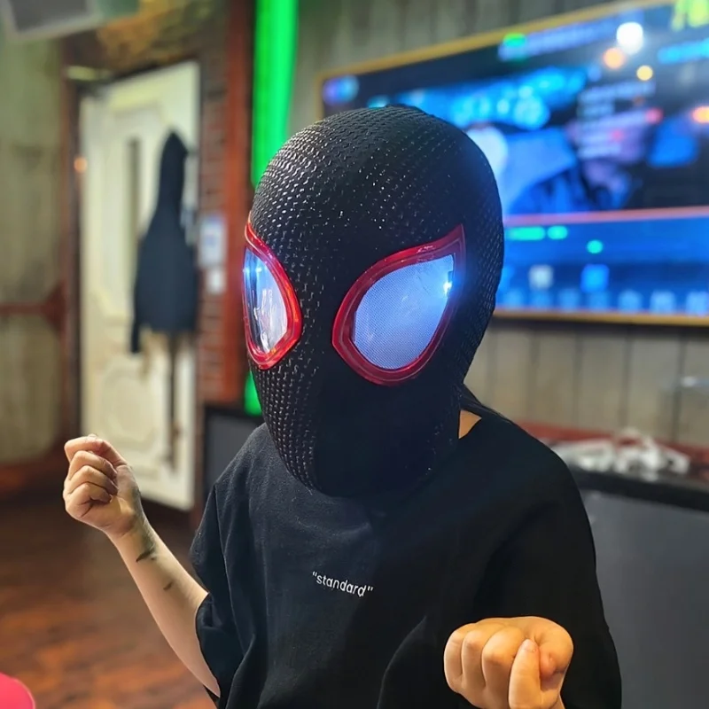 

Тушь для ресниц «Человек-паук», головной убор «движущиеся глаза» 1:1, маска Человека-паука для косплея из эластичной ткани с электронным дистанционным управлением, игрушка для косплея из АБС-пластика