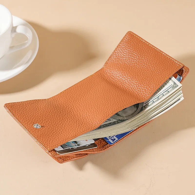 Fashion Women Wallet Short Genuine Leather Female Coin Purse Wallet Card Holder Luxury Trifold Design Purse Money Bag Quality