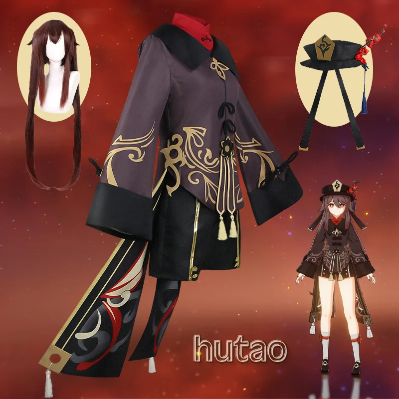 

Halloween Women's Clothing Game Hu Tao Role-playing Clothing Shoes Uniform Wig Impact Hutao