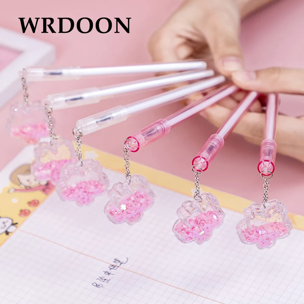 2pcs Cute Pink Color Cherry Sakura Quicksand Sequins Gel Pen Ink Marker Pen School Office Writing Supply Stationery 10pcs per pack sakura envelope writing letter paper stationery beautiful flower office school supply