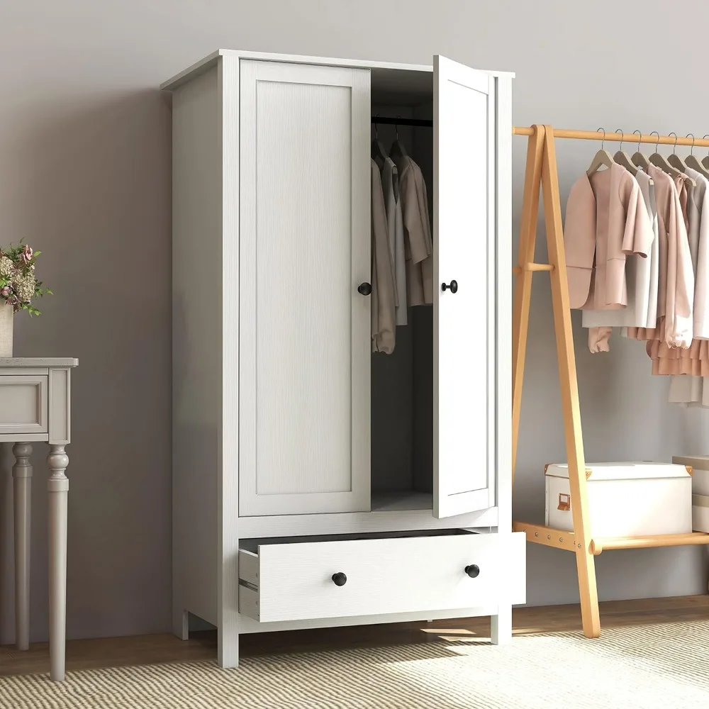 2 Door Wardrobe, Armoire with Drawer for Bedroom 3