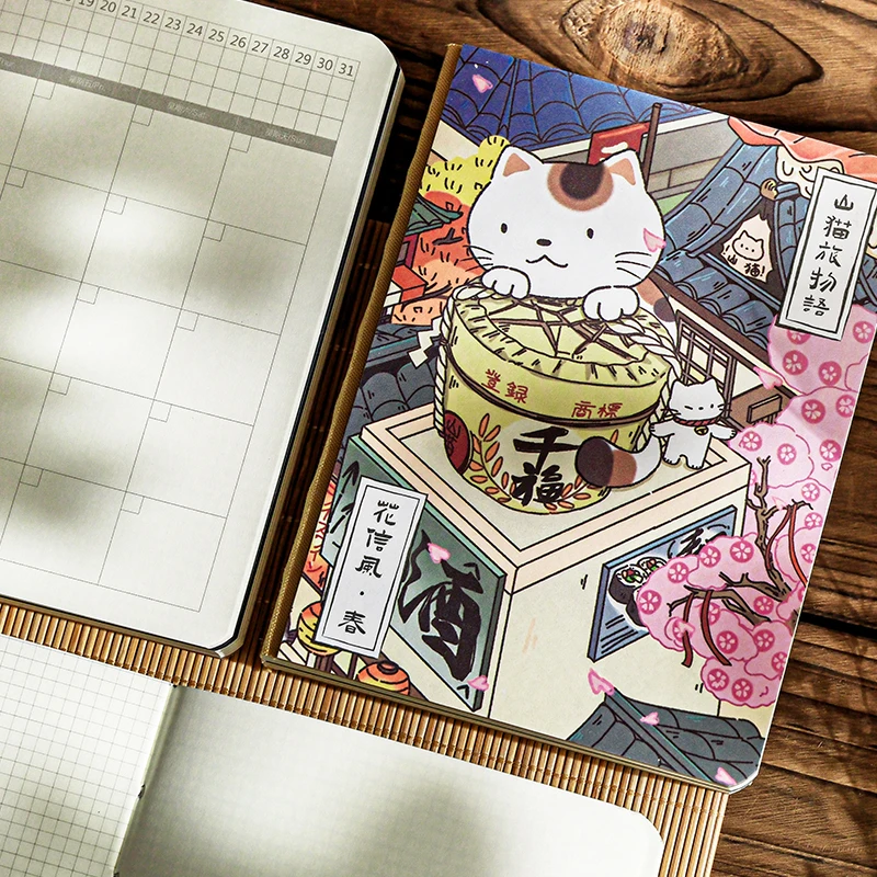 Artistic Cat-Themed Travel Journal and Planner