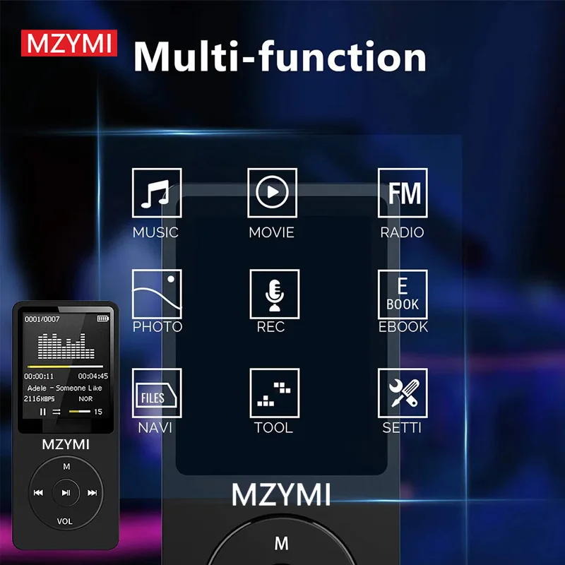 Mp3 Mp4 Player 16 GB Memory Card Portable Digital Screen Music FM Radio Voice Record HD Speaker Photo Viewer
