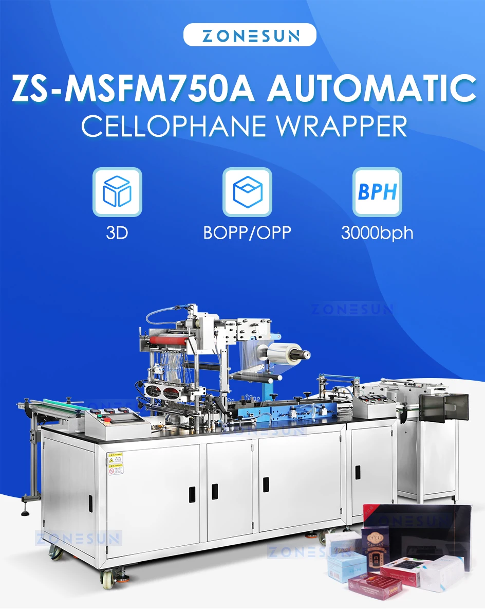 ZONESUN ZS-MSFM750A Automatic Cellophane Wrapping Packaging Machine