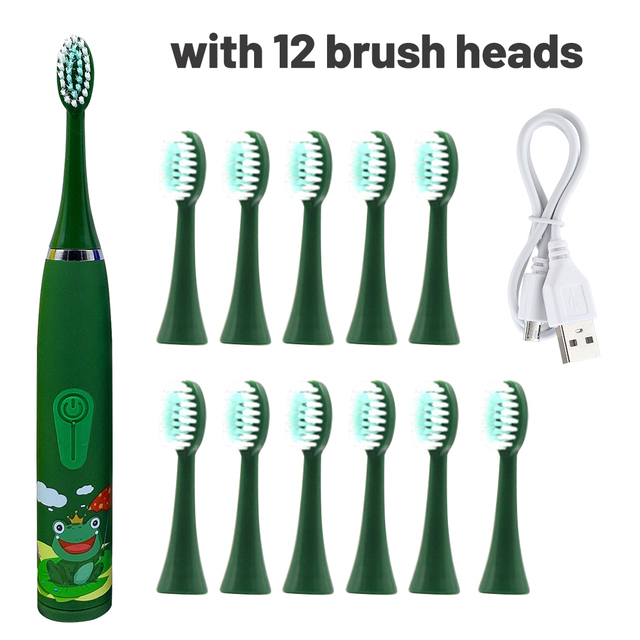Children Electric Toothbrush Cartoon Pattern Kids with Replace The Toothbrush Head Ultrasonic Electric Toothbrush