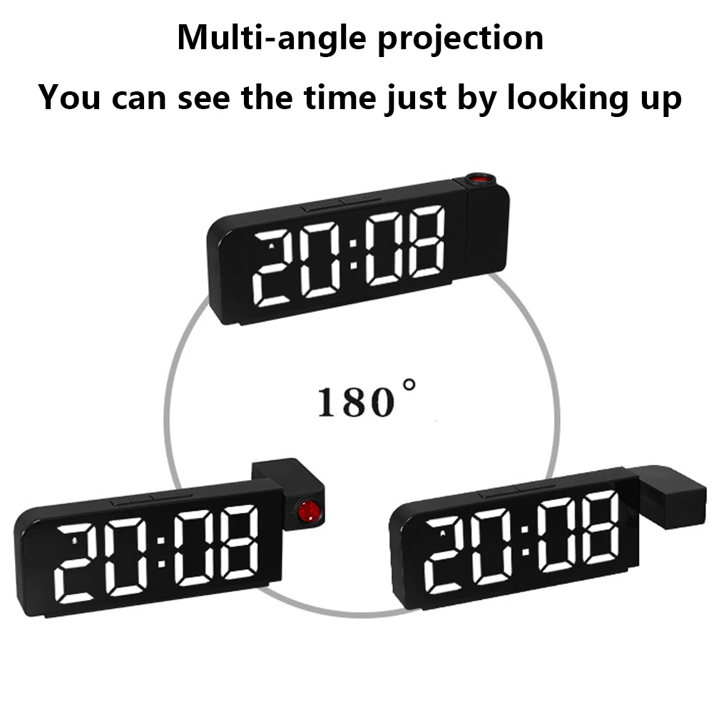 Projection Alarm Clock LED Digital Alarm Clock Temperature/Date Display Desk Alarm Clock Adjustable Brightness for Home Office