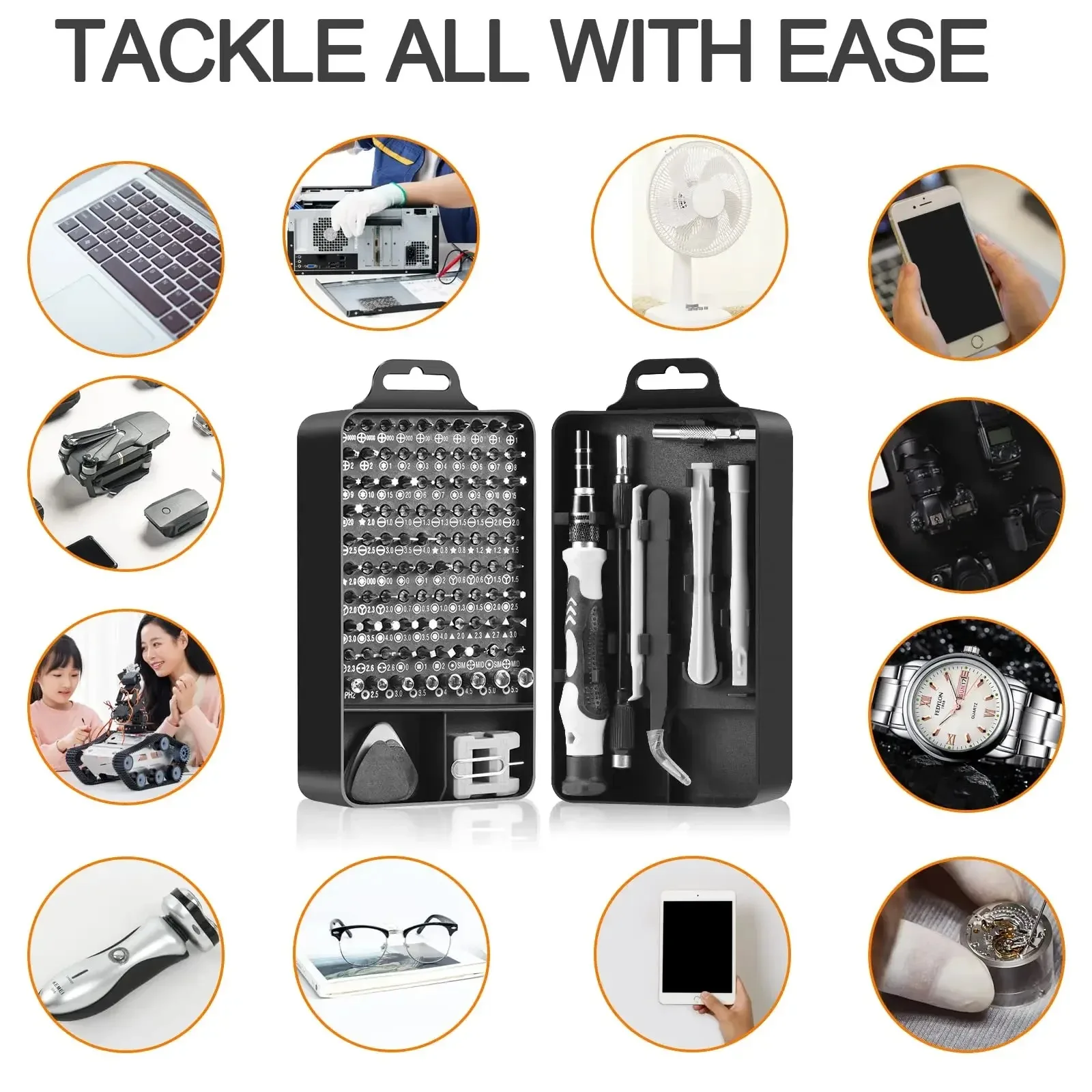 Precision Screwdriver Set 115 in 1 Professional Multi-Function Repair Tool with 98 Magnetic Screw Driver Bits for iPhone Glasses