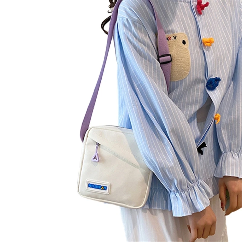 

Student Canvas Small Shoulder Bag Fashion Colorblock Crossbody Bag Purse E74B