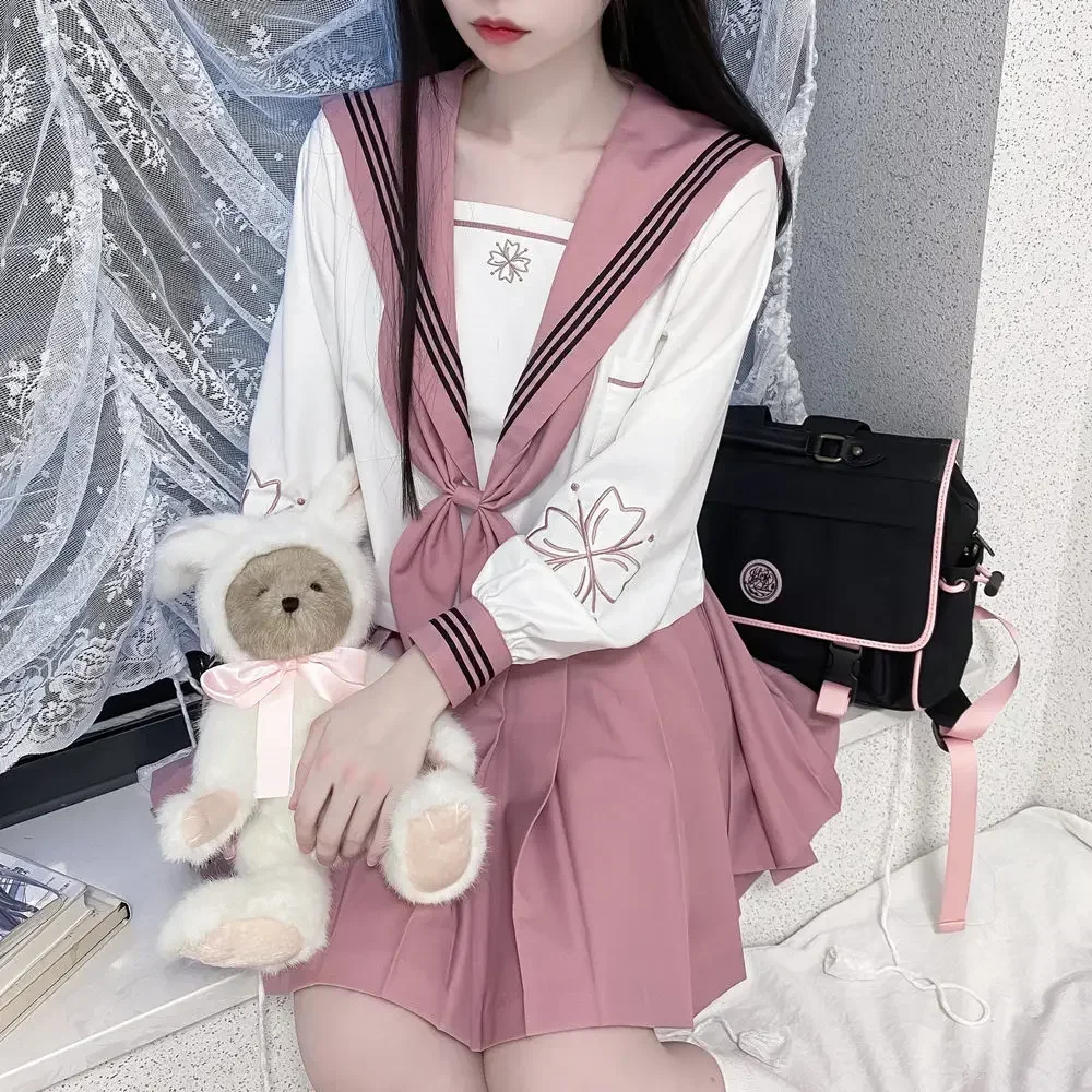 Girls Cosplay School Uniforms in Pink and Black JK Style Long and