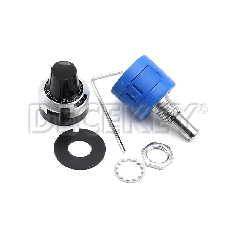 1Set 3590S Precision Multiturn 10k Potentiometer 10 Ring Adjustable Resistor Turns Counting Dial Rotary 6.35mm Knob