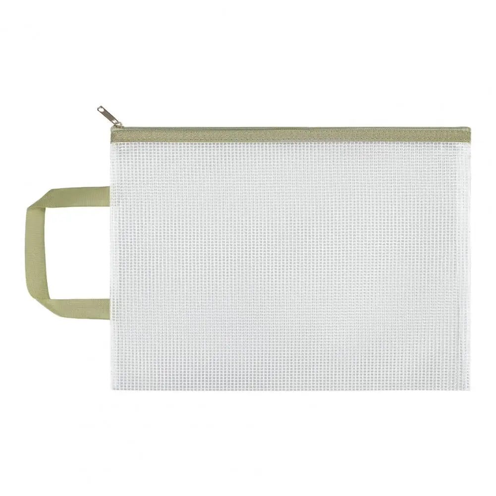 손잡이가 달린 PVC 방수 책 파일 거치대 지퍼 가방, 대용량 문구 문서 보관 가방, 사무용품