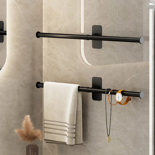 Self-Adhesive Bathroom Accessories Toilet Bathroom Towel Rack Hardware Wall  Hanging Shelving Towel Rail Rod Holder Wall-Mounted - AliExpress