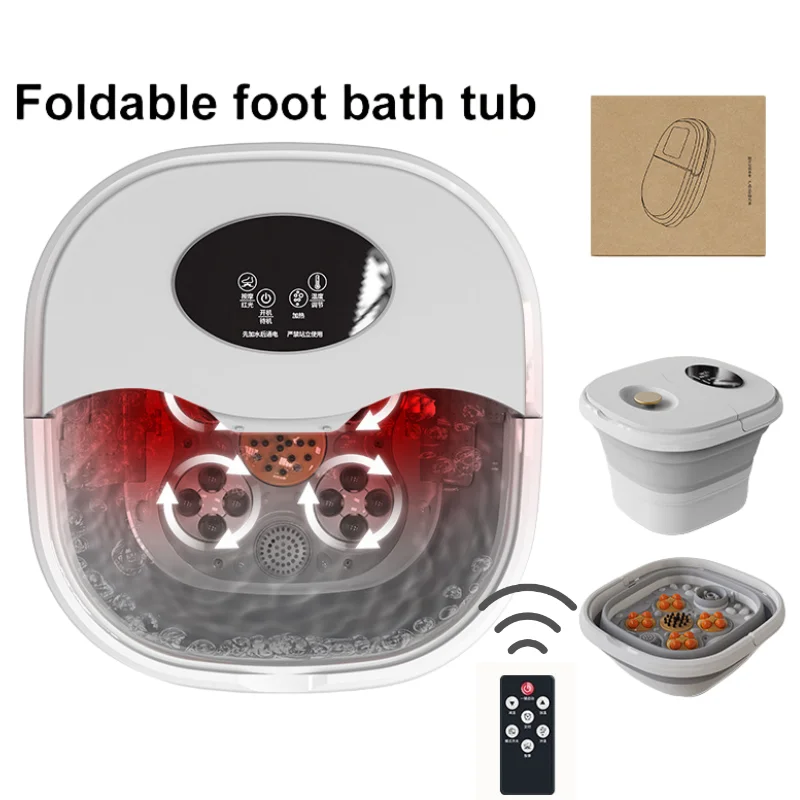 Automatic Heating Foldable Foot Bath Remote Control Spa Footbath Happiness Bubble Boiler Electric Multi Roller Massage Intelligent thermostat + Touch button automatic heating foot bath foldable foot soaking bucket
