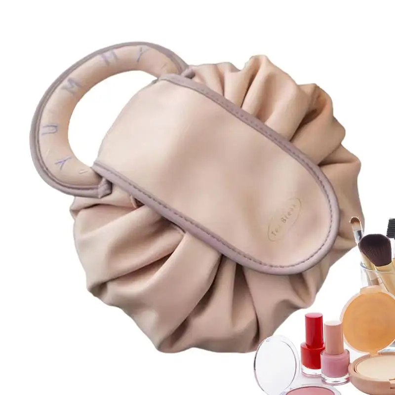 

Makeup Bag With Dividers Leather Large Capacity Travel Makeup Bag Organizer Toiletry Bag Accessories Makeup Box home supply