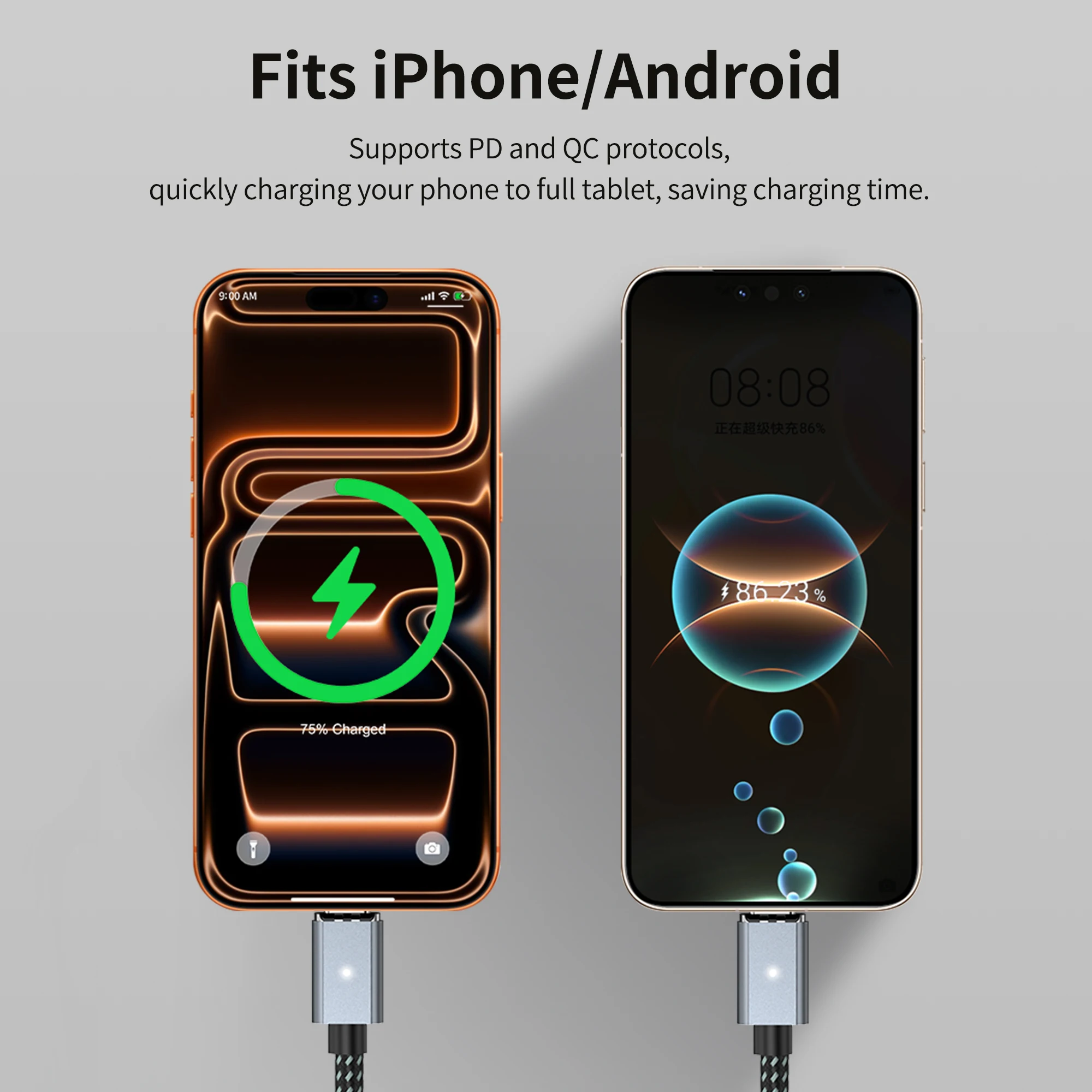 1.5m Magnetic USB-C to USB-C Fast Charging Cable, 100W Power Delivery