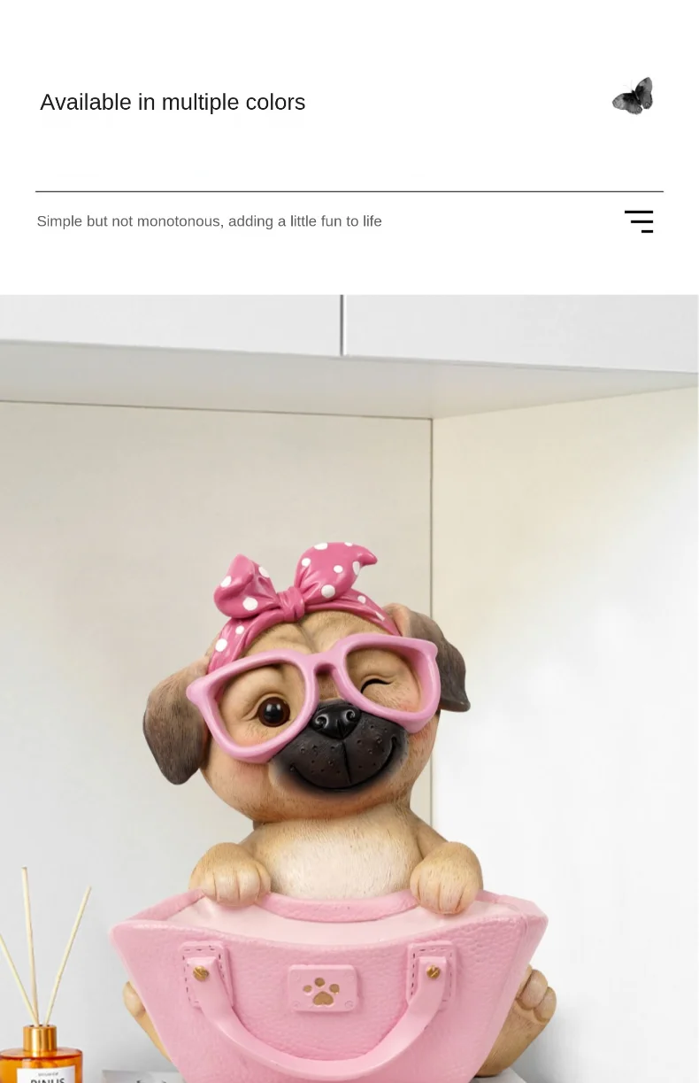 Cute Puppy Resin Statue, Living Room Bedroom Dresser Desktop Craft Decoration, Key Candy Lipstick Watch Storage, Birthday Gift