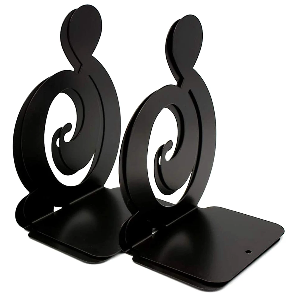 

Book Ends - Decorative Metal Book Ends Heavy Duty Bookends (Music Notes Bookens Black 2Pair) for Books, DVD