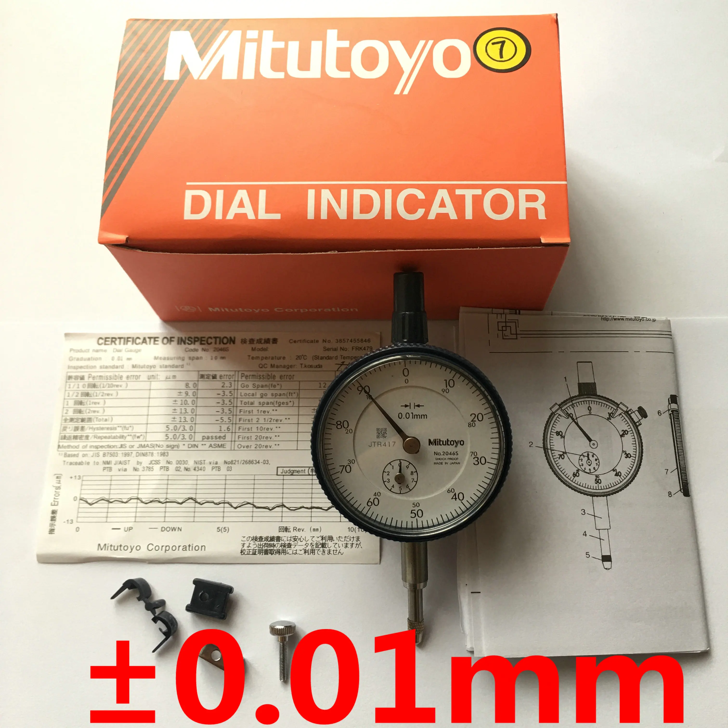 

Japan Mitutoyo Dial Lever Table Gauge Dial Indicator No:2046S 0-10mm Meter Precise 0.01mm Resolution Mesure Instrument Tools