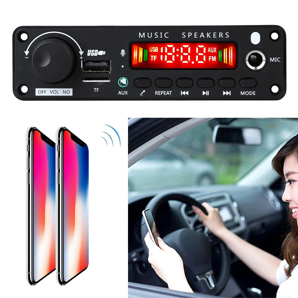 150W 앰프 자동차 FM 라디오 모듈, 6.5mm 마이크, 블루투스 호환 5.0 음악 플레이어, TF USB MP3 WMA 오디오 보드, 리모컨 포함