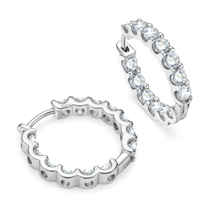Orecchini A Cerchio In Moissanite 9mm - Oro 14k Su Argento 925 - Regalo Donna Lussuoso Con Certificato GRA