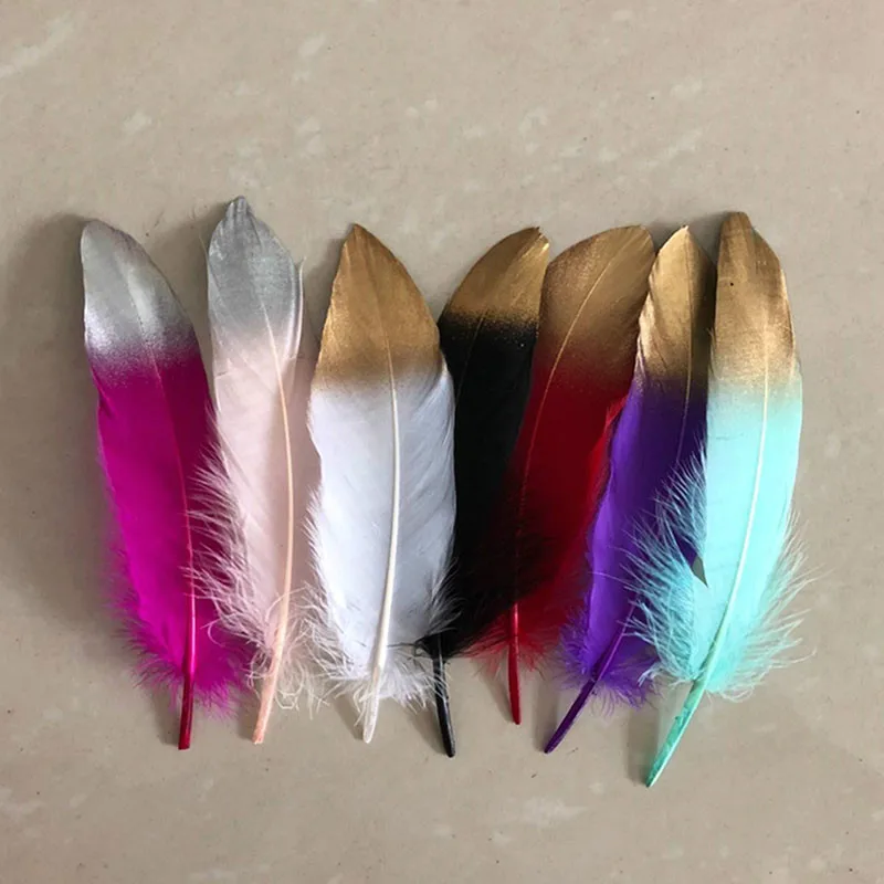 Piume Naturali 12-18Cm Floating Goose Feather Color Golden Feathers Collana Orecchini Decorazione Abbigliamento Plumes 40 Pz/Lotto