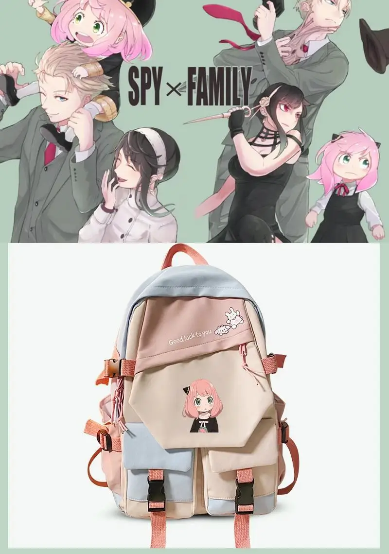 Anime SPY×FAMILY Anya Damian Desmond Unisex Large Capacity Blue Red Black Green Contrasting Color Casual Backpack Gift