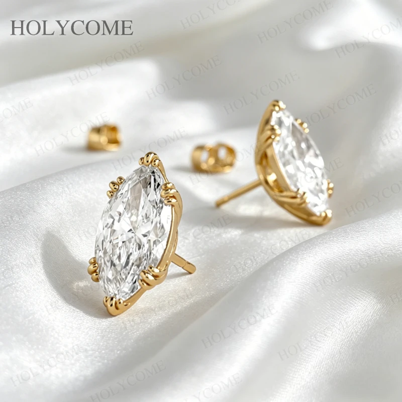 D-Farbe VVS1 925 Sterling Silber 0,5/1CT Marquise-Schliff Moissanit Ohrstecker Luxuriöser Zarter Damenschmuck Geburtstagsgeschenk – Detail 4
