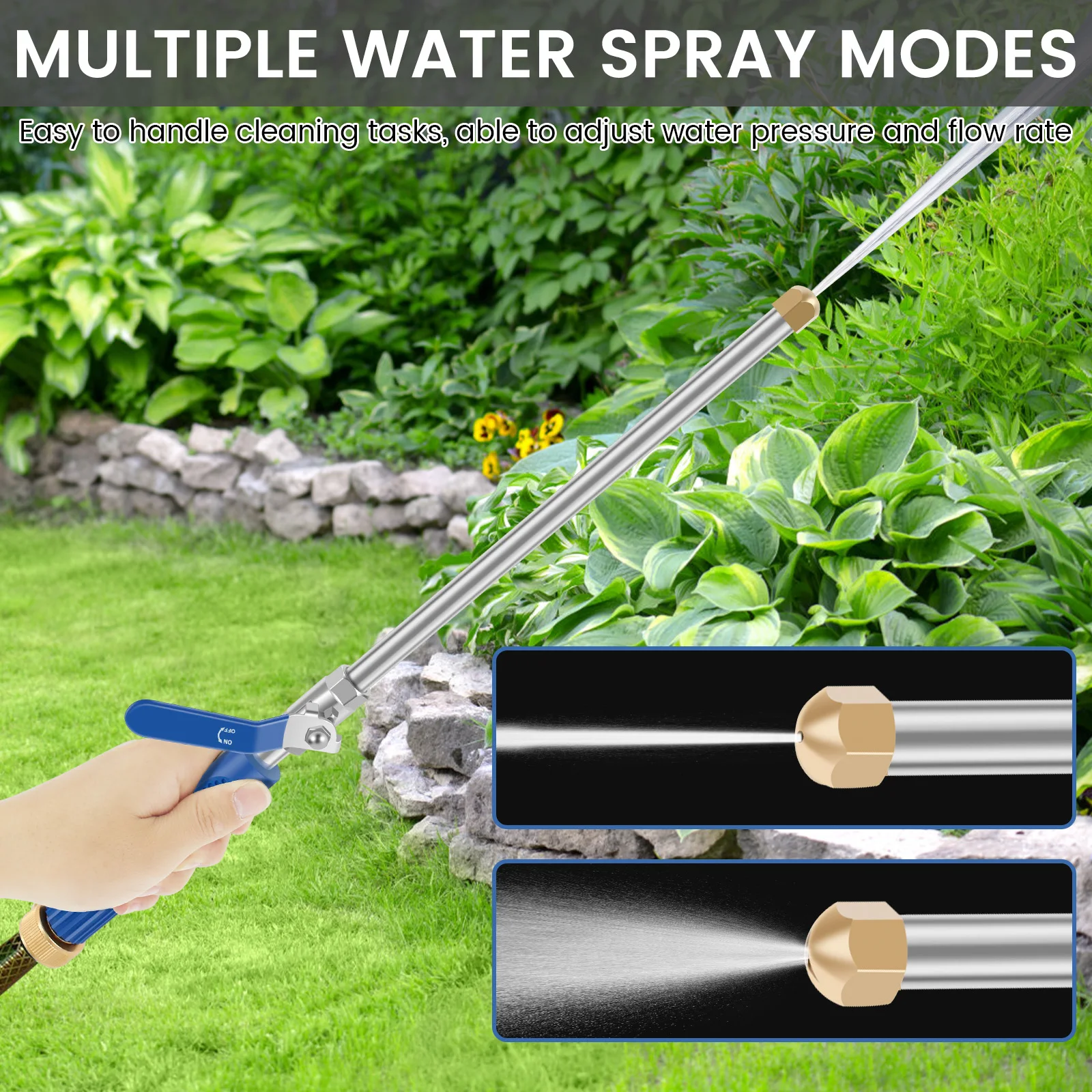 High Pressure Washer Wand Garden Watering Sprayer Cleaning Lance with 2 Different Nozzles and Hose Quick Connector Watering Tool