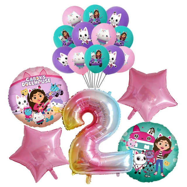 25 Pcs Ballon Anniversaire Gabby Chat, 4 Ans Anniversaire Gabby