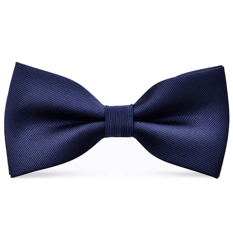 Men's Pure Color Striped Double Bow Tie - Elegant Fashion Accessory