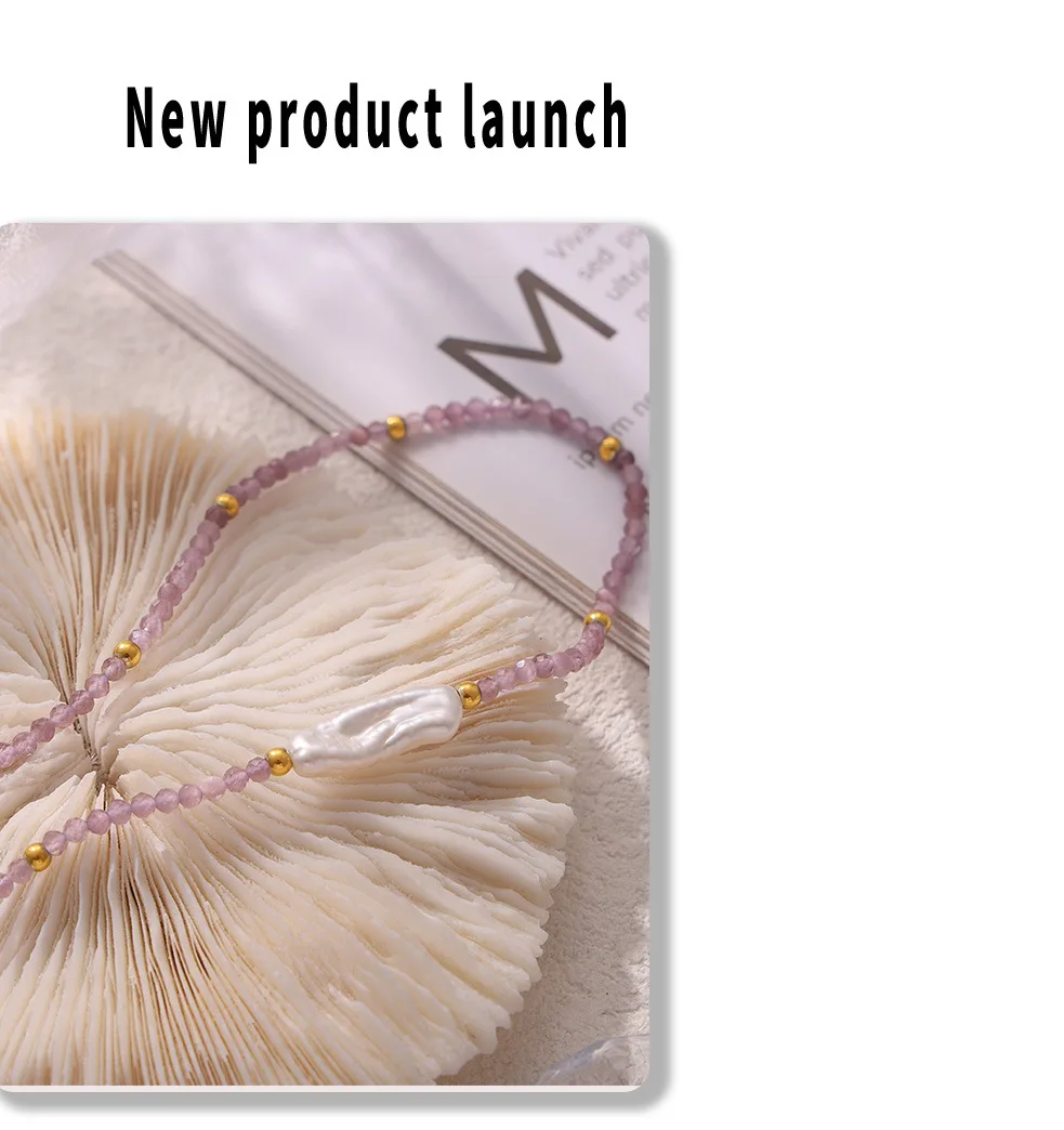 Barock Mode Natursteine Halskette für Frauen beliebte Imitation Perle bunte Perlenkette Frühling Sommer Geschenks chmuck – Detail 6