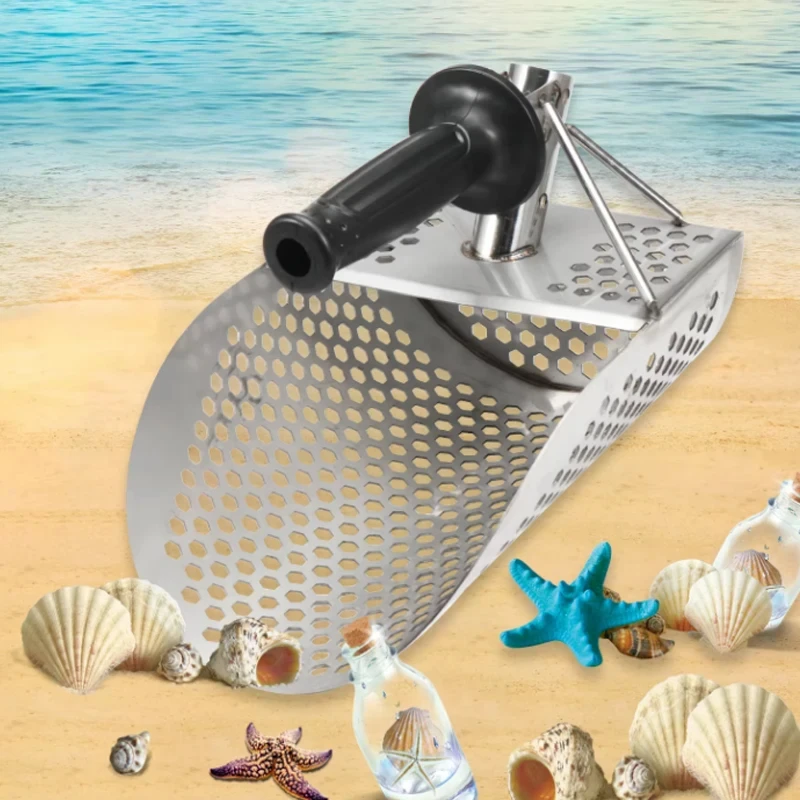 Beach Sand Scoop Metal Detecting Hunting Tool Detector Stainless Steel Hexahedron Holes Sand Scoop