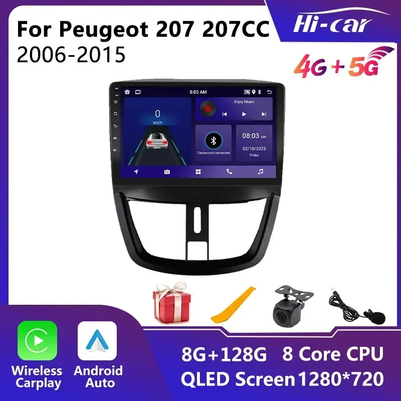 

2 Din Android Car Radio For Peugeot 207 207CC 2006-2015 9" Car Stereo GPS Navigation Multimedia Audio Player Head Unit Autoradio